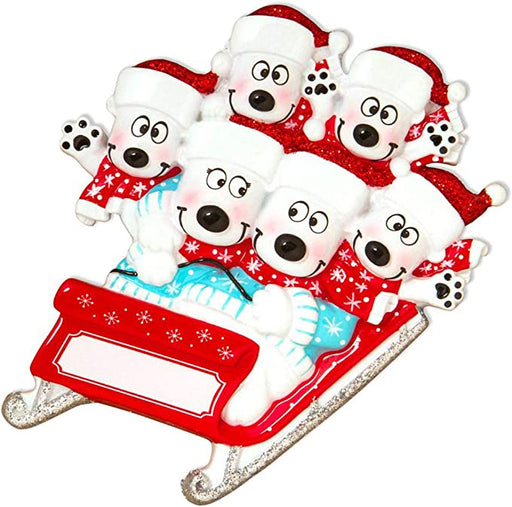 Polar Bear Sleigh Ride Family of 6 - Ornaments 365