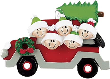 Christmas Tree Car Family of 5 - Ornaments 365