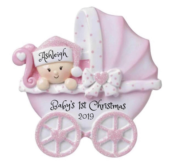 Pink Baby Girl Carriage - ornaments 365
