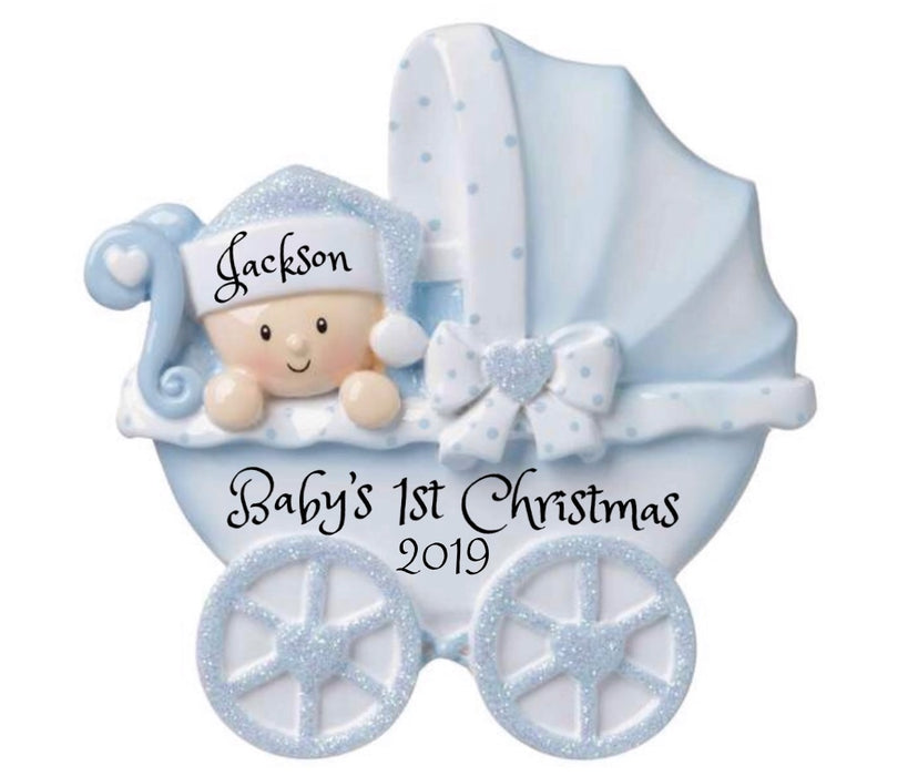 Blue Baby Boy Carriage - ornaments 365