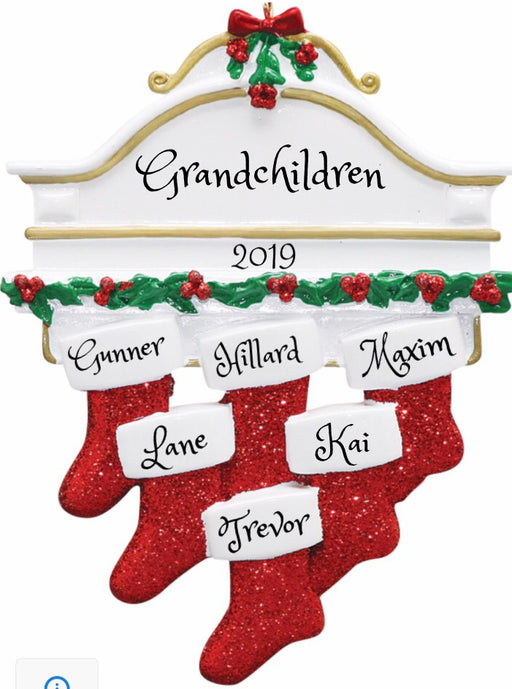 Sparkling Red Stocking Family of 6 - ornaments 365