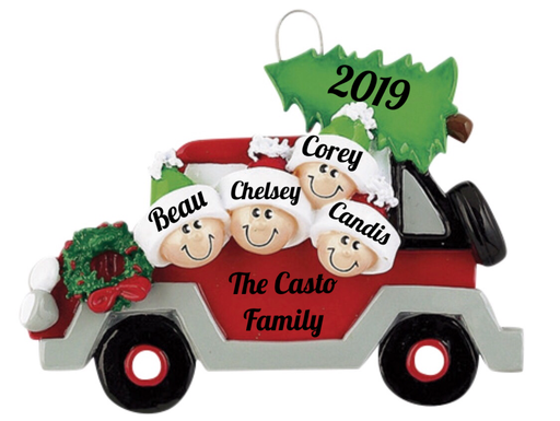 Christmas Tree Car Family of 4 - ornaments 365