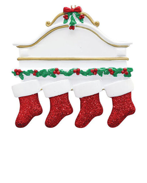 Sparkling Red Stocking Family of 4 - Ornaments 365