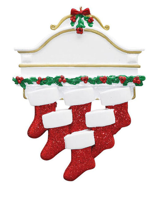 Sparkling Red Stocking Family of 6 - Ornaments 365
