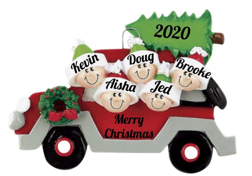 Christmas Tree Car Family of 5 - ornaments 365