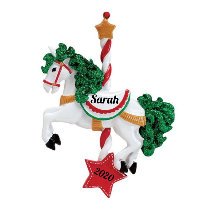 Carousel Pony Personalized Christmas Ornament