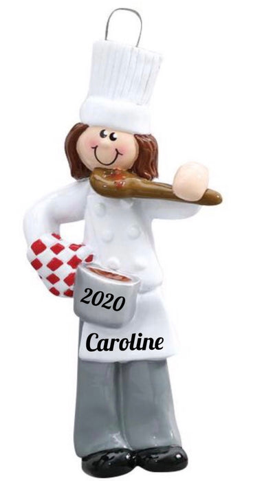 Female Chef Personalized Christmas Ornament