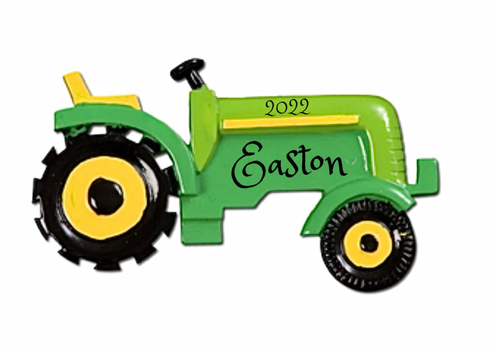 Green Tractor Personalized Christmas Ornament