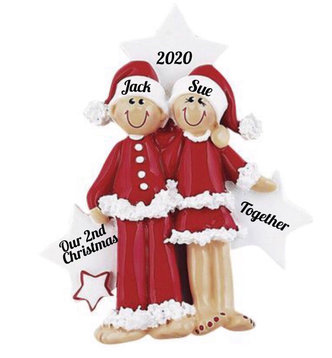 Star Pajama Couple Personalized Christmas Ornament